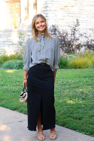 Black Gingham Button Up Shirt
