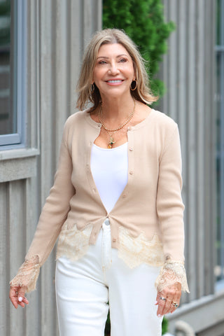 Date Night Lace Trim Cardigan