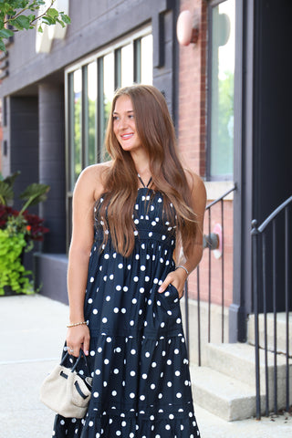 Amadea Black Polka Dot Dress