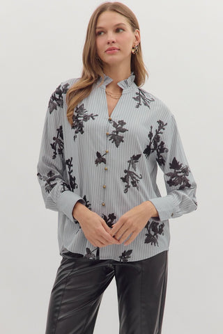 Anna Chambray Sequin Top