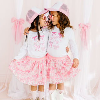 Coquette Bow Doodle Long Sleeve Shirt - Toddler Girl