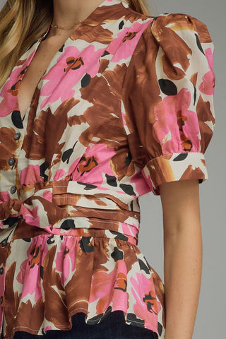 Emery Brown Floral Top