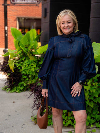Lilith Denim High Neck Dress