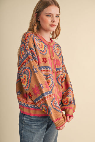 Lovestruck Cardigan Taupe Pink