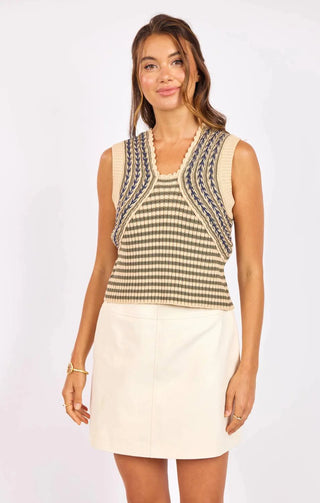 Mona Stripe Sweater Tank Sage