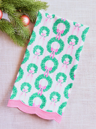 Rosy Wreath Tea Towel