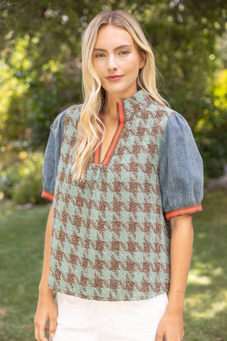 Sydney Denim Stripe Tweed Top