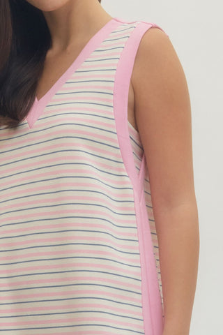 Tatum Pink V-Neck Dress