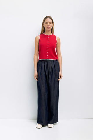 The Maggie Pleated Pants Denim