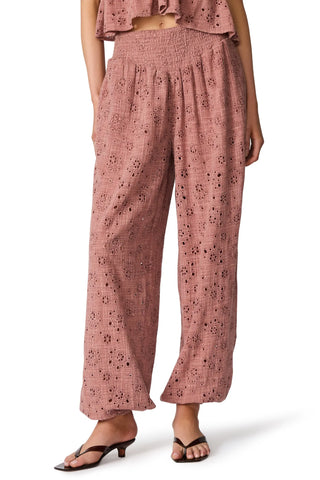 Tillie Pant In Eyelet - Burnt Coral
